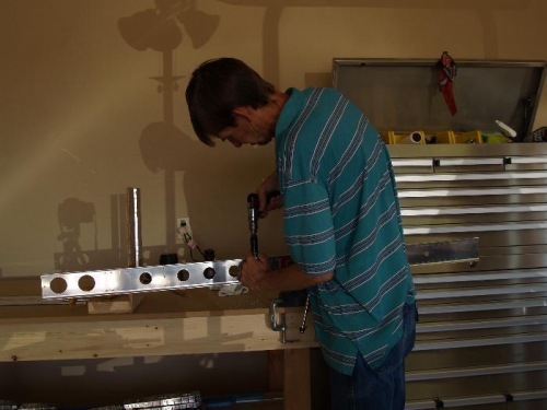 Here I am, machine countersinking the spars