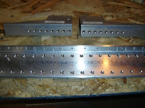 Aft tunnel Z parts after countersinking.