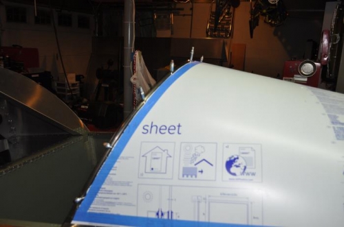 Drilled and clecoed to the foward bow.