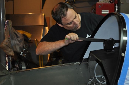 Working the tool.  Hex on one end wrench on the other.