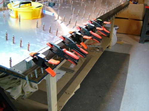 Aileron hing clamped in place ready to drill.