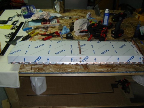 Waiting to bend the rudder horn.