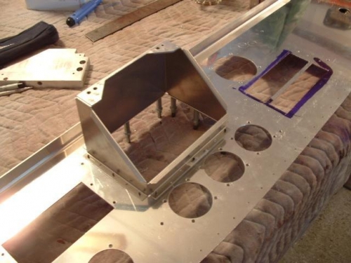Rear view of Dynon tray ready for riveting.