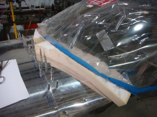 Fuselage supported with foam (while trimming)