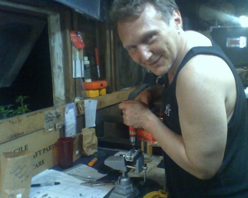 Steve, drilling away