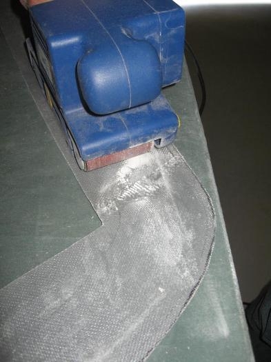 Sanding the inside of the skins