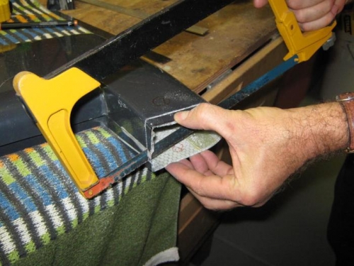 Trimming the extra 1/2 inch from the bottom of the horn