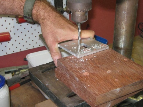 Drilling the front wheel assembly alloy plates