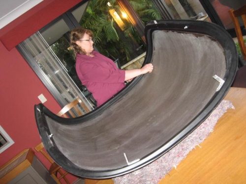 Sheryl removing the protective coating.