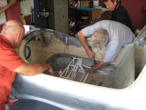 Mark P & Peter T working the spar bolts