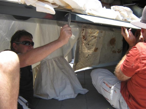 Dean J and Mark P fitting the left flap