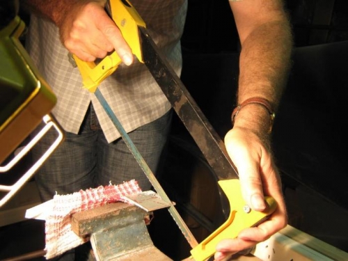 Cutting the brackets from the supplied angle