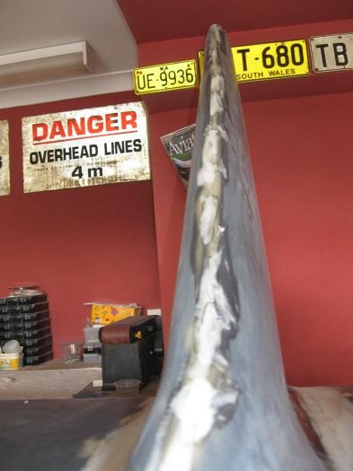 Leading edge of fin - sand and fill.