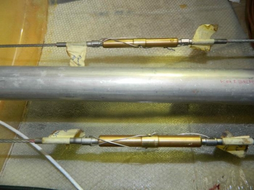 Lockwired rudder cables
