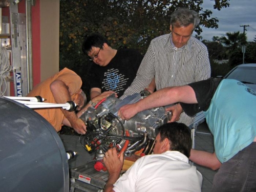 Positioning the engine.