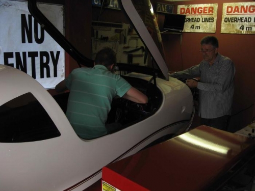 Robert helping fit the glands and pull through the cables.