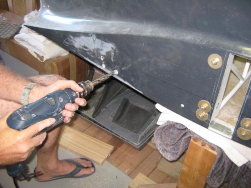 Countersinking the bolt holes for the spar box braces