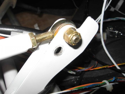 Re-attached in the new hole.