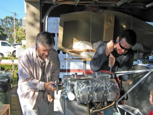 Dean holding the ring gear while I crack all the bolts.