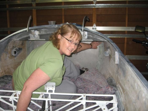 Sheryl holding the receivers ....