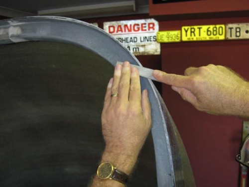 Filing rear canopy edge.