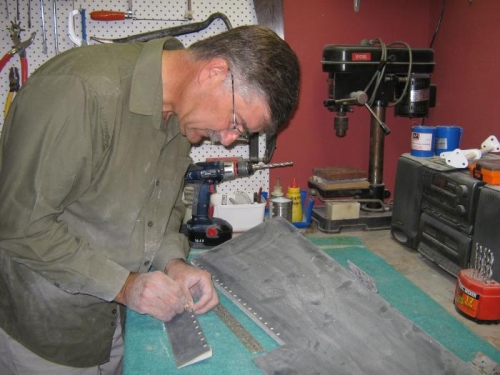 Re-checking the fit of the elevator trim tab.