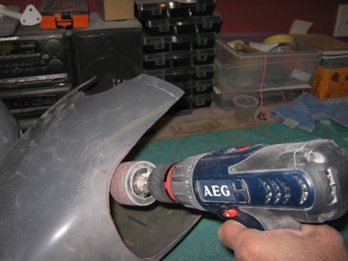 Sanding after final fit and trim.