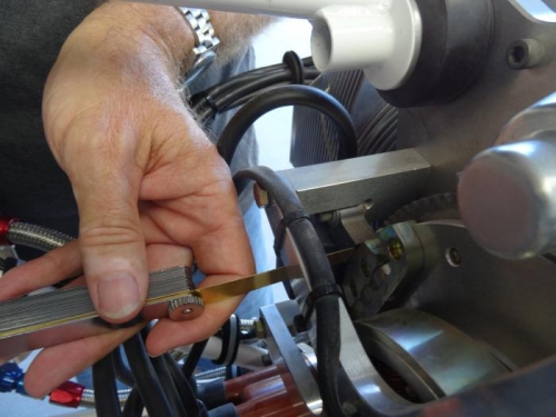Checking the mag gap with the new brass feeler gauges.