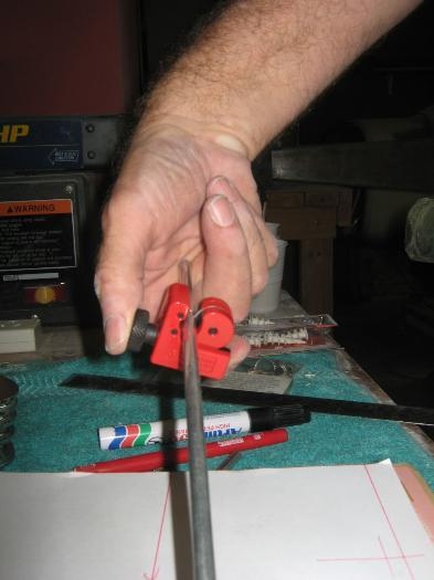 Using the new tube cutter to cut tube!