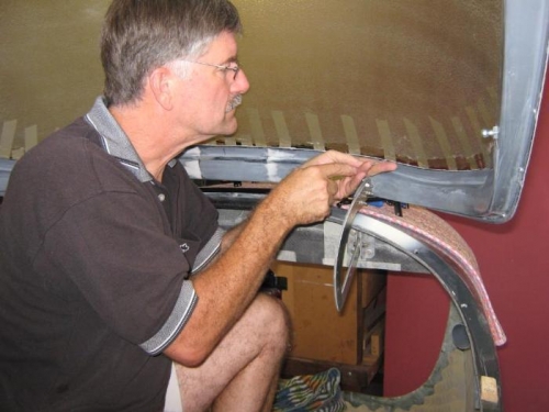 Cleaning back the canopy to canopy frame joint.