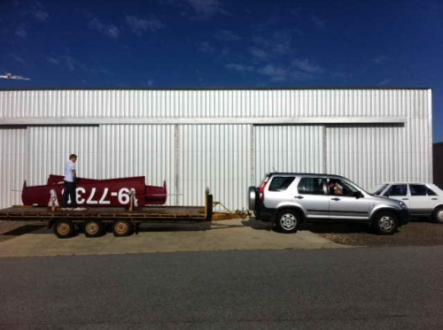 Off to the hangar with the fuselage