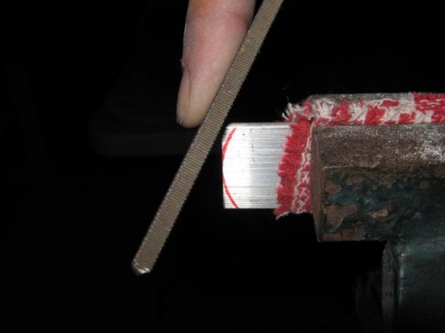 Filing tang - used the end of the steel rule as the template.