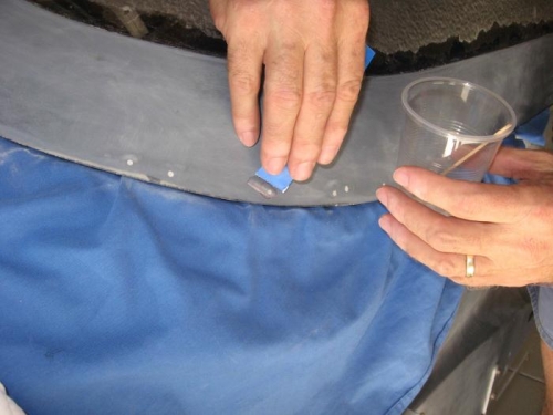 Refilling & resanding canopy frame.