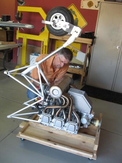 Fitting the engine mount and exhaust.