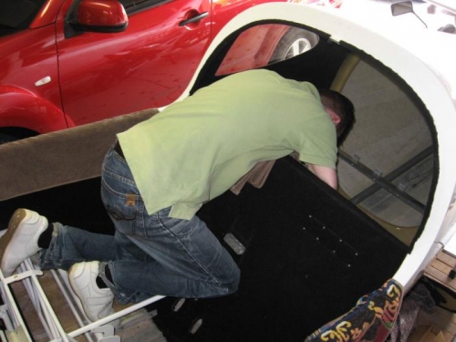 Robert removing the elevator tube for access.