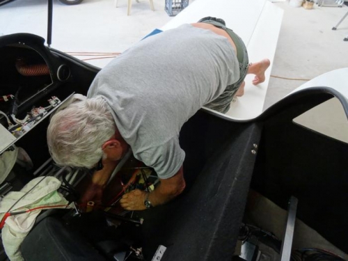 Peter T hard at work with flap controller.