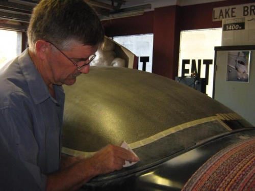 Sanding the canopy so resin will take