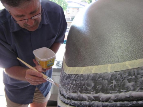 Applying the resin - thicknessed to match gaps