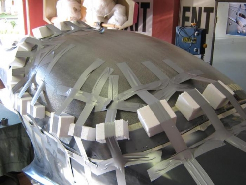 Blocking and taping to put pressure on the top edge of the skin