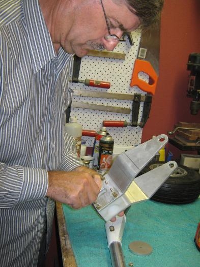 Re-assembling the nose gear.