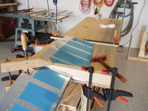 Two boards clamped and End Board to prevent sliding away