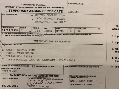 Repairman Certificate