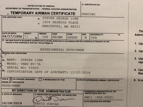 Repairman Certificate