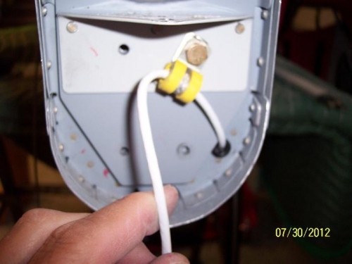 Light wire goes into plastic tip