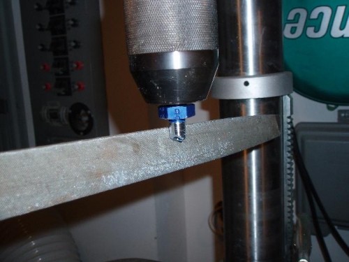 Filed off threads in drill press