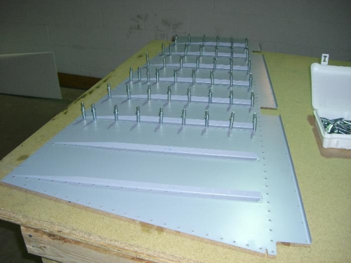 Riveted the First two Stiffeners to the Rudder Skin