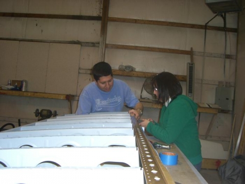 Donna helping me rivet