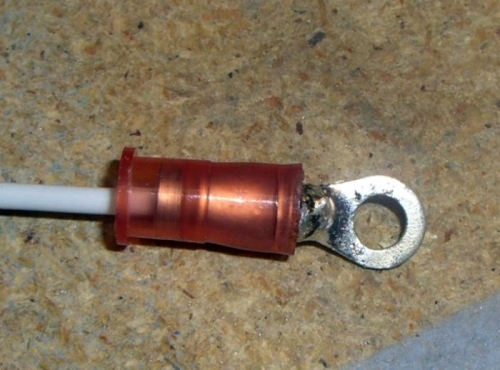 Terminal crimped and soldered