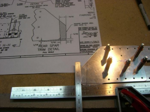 Marking the area to trim on reinforcement fork.