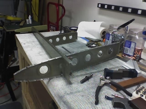Front spar and ribs ready to rivet